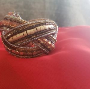 🌷  3/$10 Earth Tones Wire Beaded Cuff Bracelet